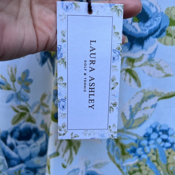 NWT LAURA ASHLEY Blue Floral Golf Tennis Polo Shirt size SMALL - Picture 3 of 10